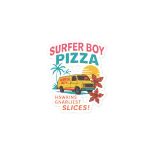 Stranger Things Surfer Boy Pizza Bubble-free stickers