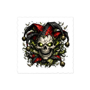 Cracked Jester Skull — Dark Carnival Horror Bubble-free stickers