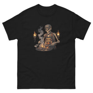 Kiss the Cook Skeleton BBQ – Dark Humor Unisex classic tee