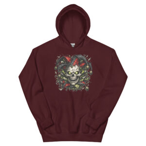 Cracked Jester Skull — Dark Carnival Horror Unisex Hoodie