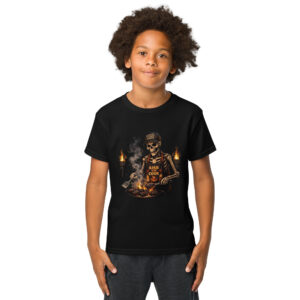 Kiss the Cook Skeleton BBQ – Dark Humor Youth t-shirt