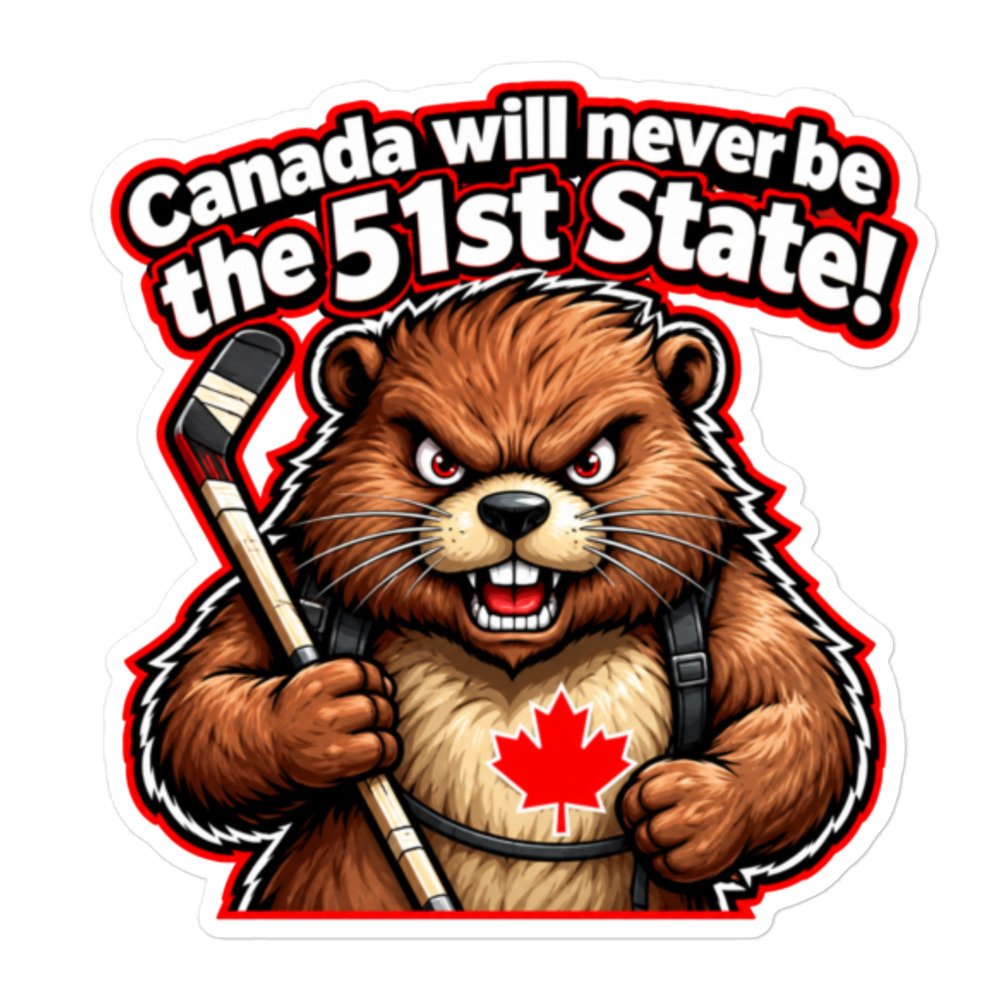 Canada Will Never Be the 51st State: Hockey Beaver Bubble-free stickers - Image 3
