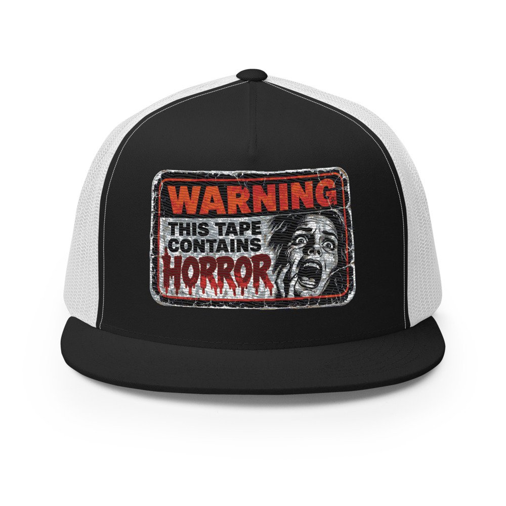 Warning: This Tape Contains Horror Trucker Cap by Rare Plus Apparel